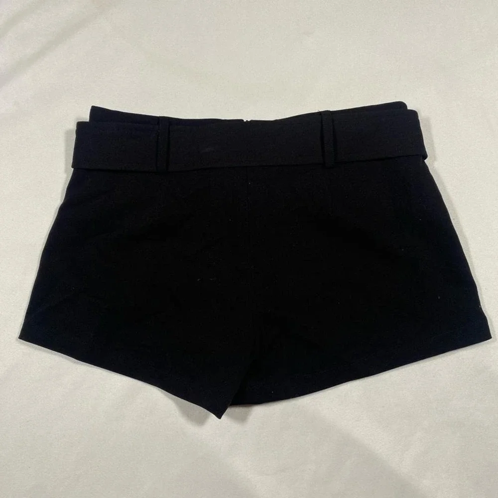 XS – Steele Black Belted Skort / Mini Skirt Shorts‎ – High Waisted, Dressy, Y2K